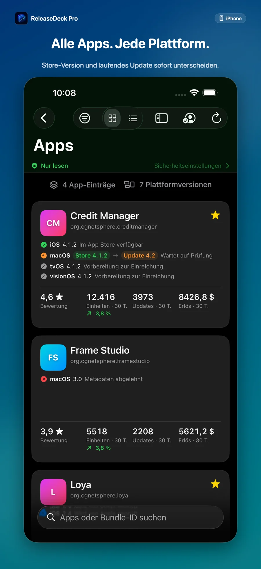 ReleaseDeck Pro Alle Apps und Plattformen im Blick
