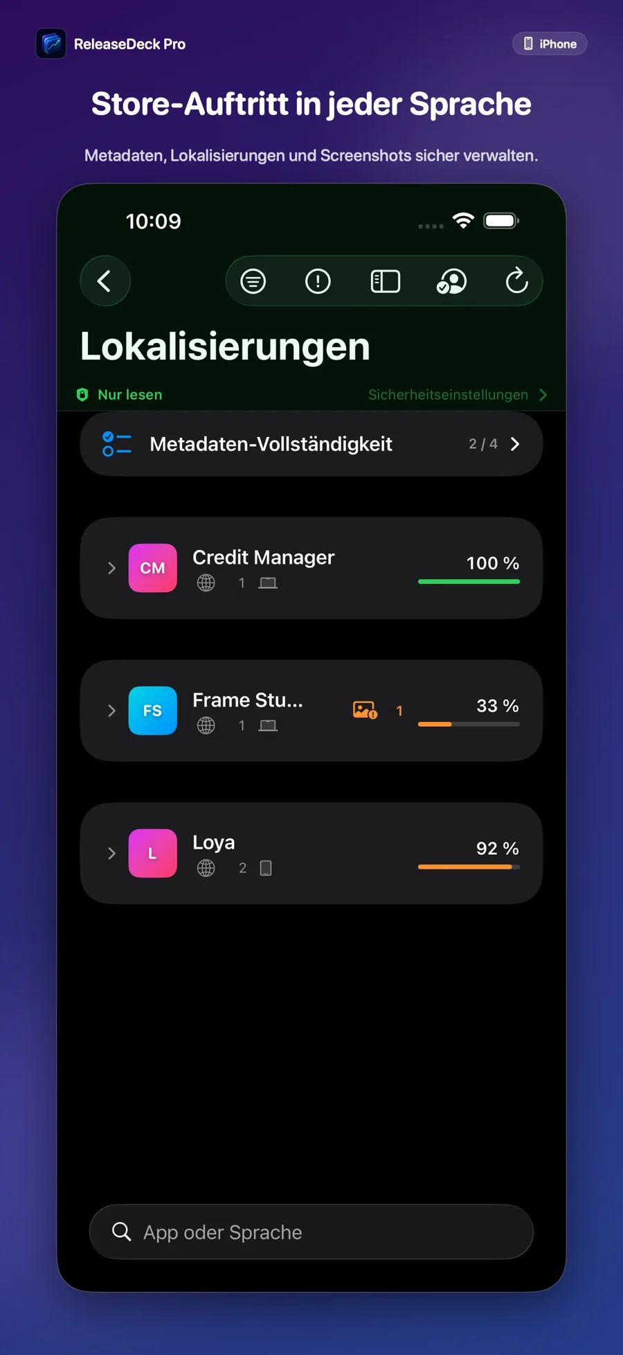 ReleaseDeck Pro Metadaten und Lokalisierungen verwalten