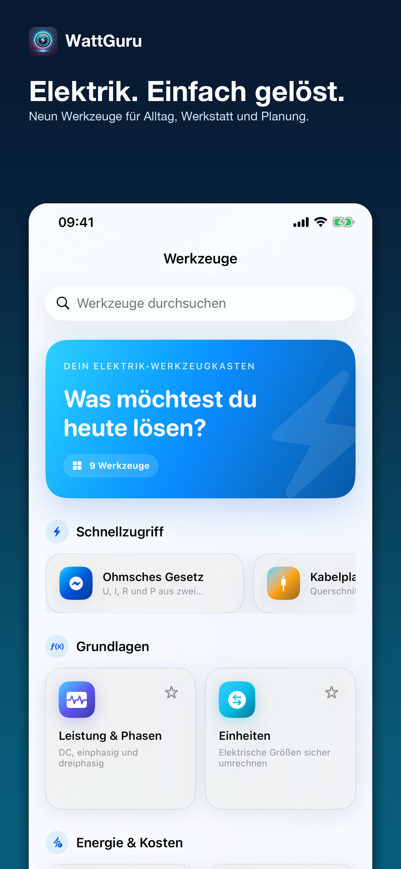 WattGuru Werkzeugkasten für Elektrik