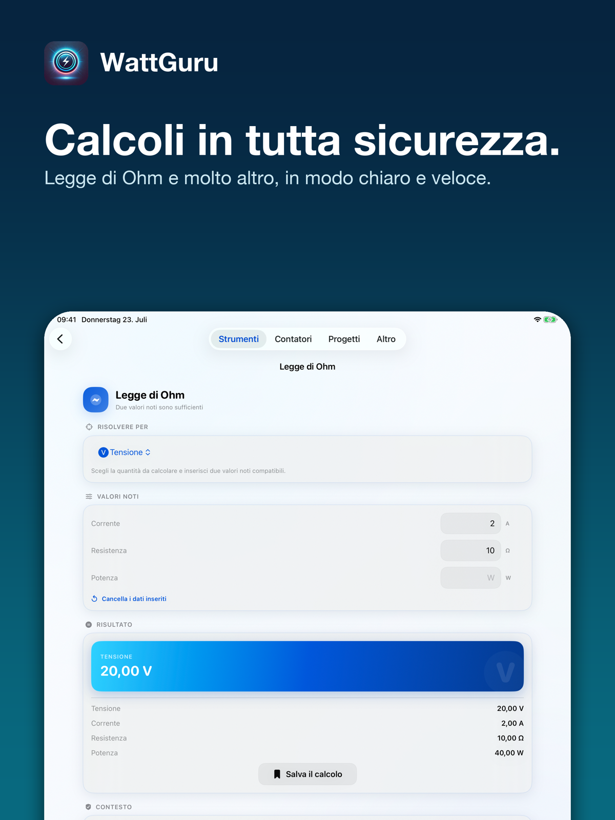 WattGuru Calcolo della legge di Ohm