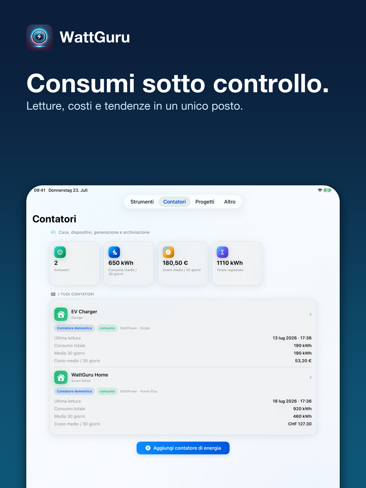 WattGuru Contatori e costi