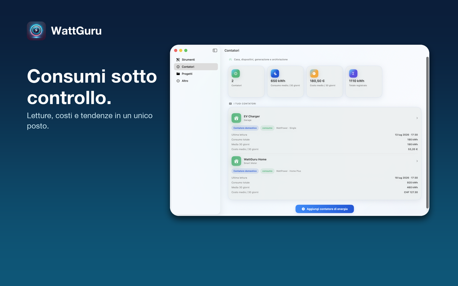 WattGuru Contatori e costi